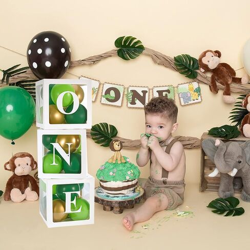 Baby 1st Birthday Decorations for Boy, ONE Balloon Boxes with Letters Includes Green and Golden Balloons, ONE Blocks Design for Boys 1 Year Old Birthday Backdrop Favor, First Birthday Cake Smash in Saudi Arabia