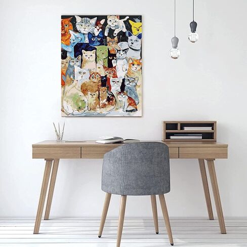 مجموعة تلوين بالارقام للبالغين والاطفال والمبتدئين من بودينوك، مجموعة طلاء اكريليك ذاتية الصنع، طلاء بالارقام على القماش، رسم نادي القطط in Kuwait