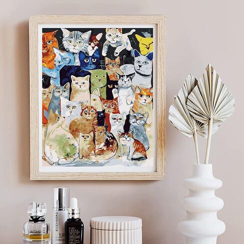 مجموعة تلوين بالارقام للبالغين والاطفال والمبتدئين من بودينوك، مجموعة طلاء اكريليك ذاتية الصنع، طلاء بالارقام على القماش، رسم نادي القطط in Kuwait