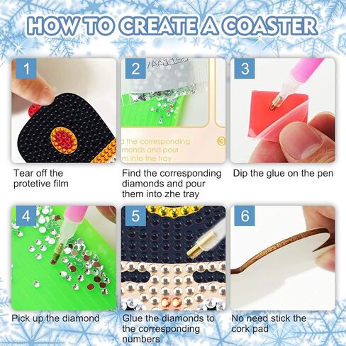 Viprest 10 Pcs Christmas Snowman Diamond Painting Coasters Kits Winter Diamond Art Coasters with Holder Snowman DIY Coasters for Beginners Adults and Kids Art Craft Supplies Gift in Kuwait