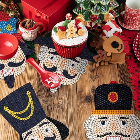 Viprest 10 Pcs Christmas Snowman Diamond Painting Coasters Kits Winter Diamond Art Coasters with Holder Snowman DIY Coasters for Beginners Adults and Kids Art Craft Supplies Gift in Kuwait