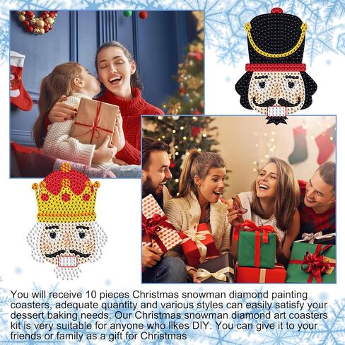 Viprest 10 Pcs Christmas Snowman Diamond Painting Coasters Kits Winter Diamond Art Coasters with Holder Snowman DIY Coasters for Beginners Adults and Kids Art Craft Supplies Gift in Kuwait