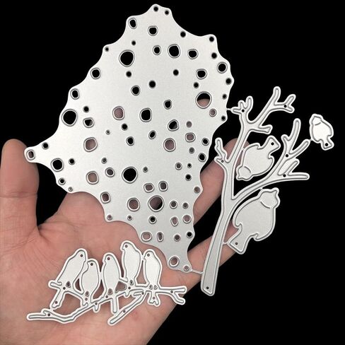 2 PCS Dies for Bird Card Making, AFUNTA Bird Perching Net Tree Metal Die Cuts Bird Cutting Dies Supplies Embossing Stencils for DIY Scrapbook Album Decorative, Christmas Scrapbook Card Making in Saudi Arabia