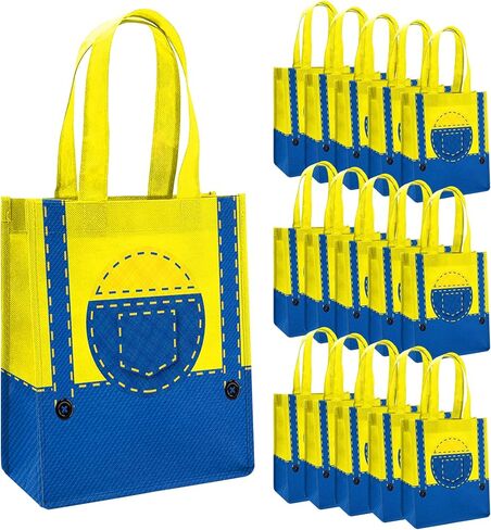 15 Pieces Yellow Cartoon Party Gift Bags,Yellow Theme Cartoon Birthday Party Decoration in Kuwait