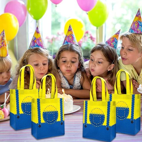 15 Pieces Yellow Cartoon Party Gift Bags,Yellow Theme Cartoon Birthday Party Decoration in Kuwait