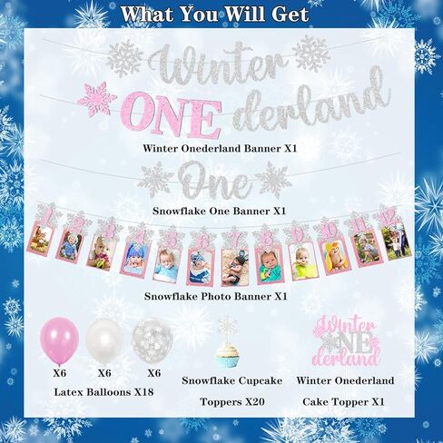 الشتاء Onederland 1st عيد ميلاد فتاة الزينة الشتاء Onederland حزب الزينة الشتاء Onederland راية كعكة القبعات العالية ندفة الثلج صورة راية بالونات لندفة الثلج الشتاء العجائب حفلة عيد ميلاد in Kuwait