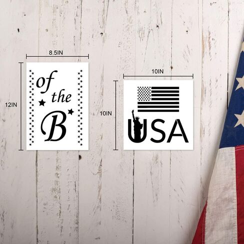 16 PCS 4th of July Patriotic Stencils for Painting on Wood Wall, Patriotic Welcome Porch Sign Stencils, USA Theme Pattern Templates for DIY Home Decorations, Paint Wood Signs in Kuwait