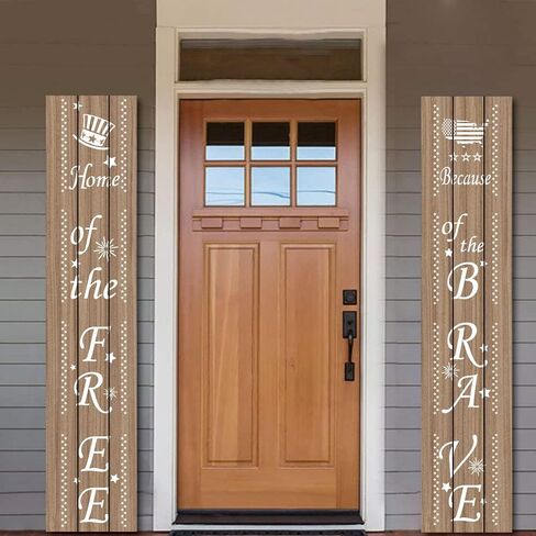 16 PCS 4th of July Patriotic Stencils for Painting on Wood Wall, Patriotic Welcome Porch Sign Stencils, USA Theme Pattern Templates for DIY Home Decorations, Paint Wood Signs in Kuwait