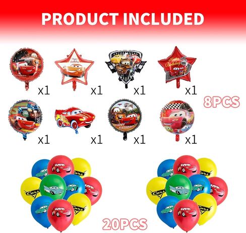 28 قطعة من مستلزمات حفلات أعياد الميلاد بالسيارات لايتنينج ماكوين بالونات فويل للأطفال لحفلات أعياد ميلاد الأطفال وحفلات استقبال المولود الجديد in Kuwait