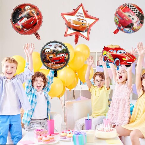 28 قطعة من مستلزمات حفلات أعياد الميلاد بالسيارات لايتنينج ماكوين بالونات فويل للأطفال لحفلات أعياد ميلاد الأطفال وحفلات استقبال المولود الجديد in Kuwait