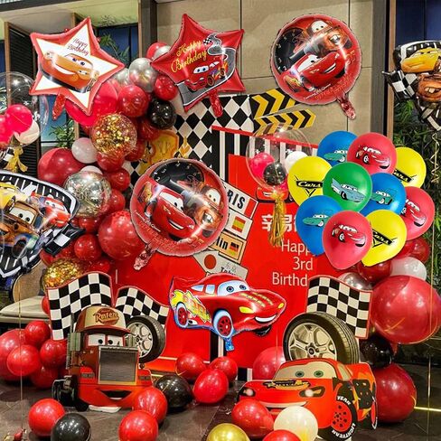 28 قطعة من مستلزمات حفلات أعياد الميلاد بالسيارات لايتنينج ماكوين بالونات فويل للأطفال لحفلات أعياد ميلاد الأطفال وحفلات استقبال المولود الجديد in Kuwait