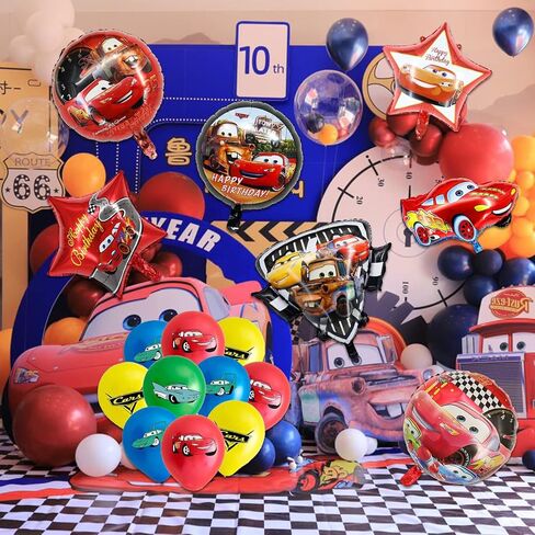 28 قطعة من مستلزمات حفلات أعياد الميلاد بالسيارات لايتنينج ماكوين بالونات فويل للأطفال لحفلات أعياد ميلاد الأطفال وحفلات استقبال المولود الجديد in Kuwait