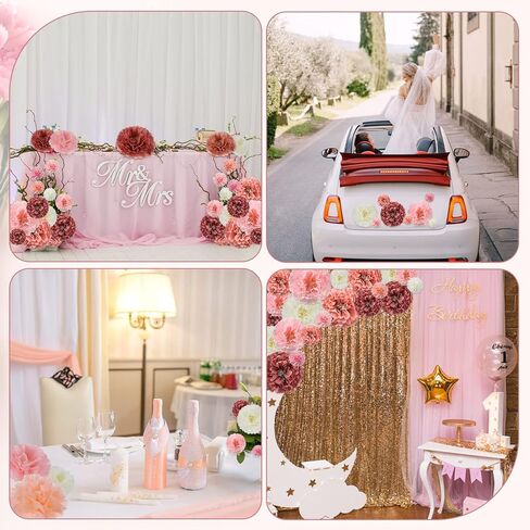 Tissue Paper Flowers with Gel Pad Multi Color Paper Flowers Dusty Rose Paper Pom Poms Chrysanth Flowers DIY Flower Party Decorations Paper Flower Ball (Classic Color, 40 Pcs) in Saudi Arabia