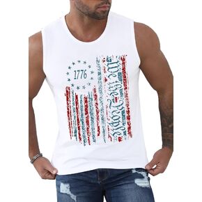 MAIHUN American Flag Tank Tops for Men 4th of July Shirts Patriotic Sleeveless Muscle Tees
