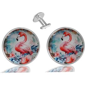 LCTCKP Custom Personality Men's 2PCS Fashion Dazzling Shirt Cuff links Initial Silver Round Wedding Cufflinks