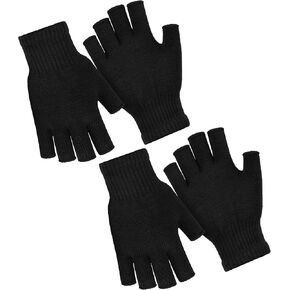 URATOT 2 Packs Winter Knitted Gloves Fingerless Gloves Warm Magic Half Finger Gloves for Men and Women in Kuwait