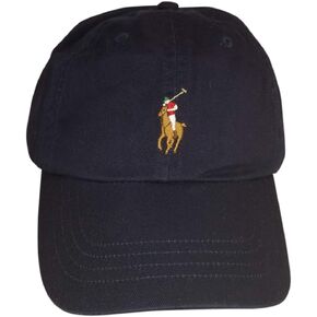 Polo Ralph Lauren Men's Leather Strap Embroidered Chino Baseball Cap (One Size, Navy (Multi Pony))