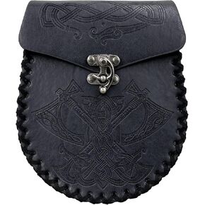 HiiFeuer Nordic Embossed Belt Bag, Retro Medieval Faux Leather Side Pocket, Portable Vintage Waist Bag for LARP Ren Faire in Saudi Arabia