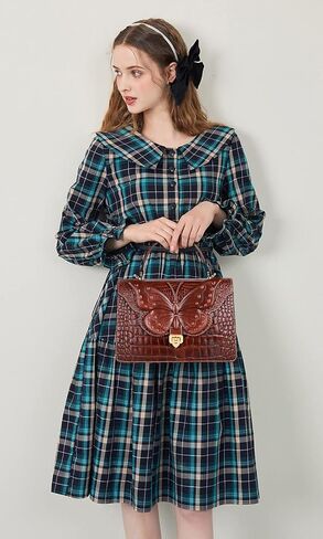 PIJUSHI Designer Crocodile Leather Handbags for Women Crossbody Satchel Bag with Butterfly in Saudi Arabia