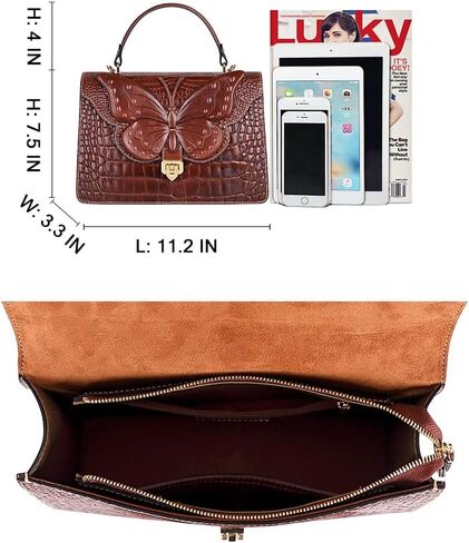 PIJUSHI Designer Crocodile Leather Handbags for Women Crossbody Satchel Bag with Butterfly in Saudi Arabia