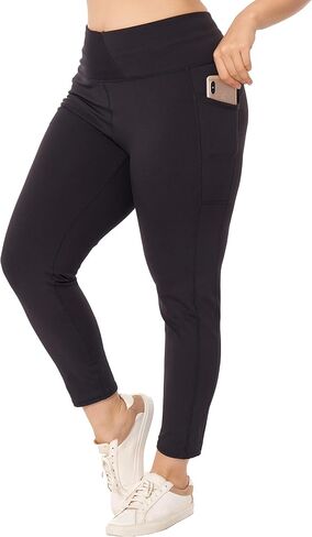 ZERDOCEAN Women's Plus Size Leggings Sports Capris with Pockets High Waisted Athletic Workout Yoga Tummy Control Pants in Kuwait