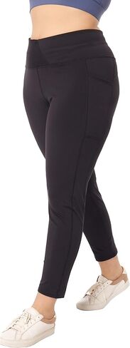 ZERDOCEAN Women's Plus Size Leggings Sports Capris with Pockets High Waisted Athletic Workout Yoga Tummy Control Pants in Kuwait