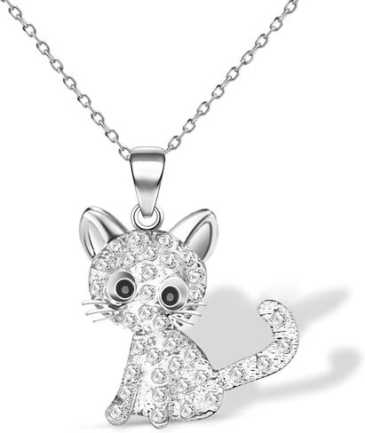 CANIPHA Cat Pendant Necklace for Girls Kids,Small Cute Kitty Rainbow Rhinestone Pendant Necklace Jewelry for Women Teen Girls 10-12,Crystal Choker Friendship Daughter Loved Gifts 18+2 inch Long Chain in Saudi Arabia