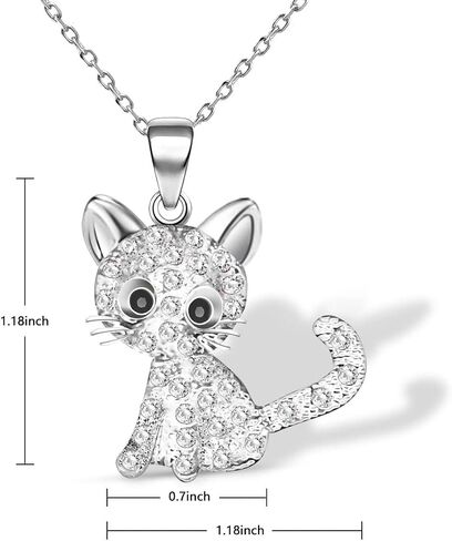 CANIPHA Cat Pendant Necklace for Girls Kids,Small Cute Kitty Rainbow Rhinestone Pendant Necklace Jewelry for Women Teen Girls 10-12,Crystal Choker Friendship Daughter Loved Gifts 18+2 inch Long Chain in Saudi Arabia