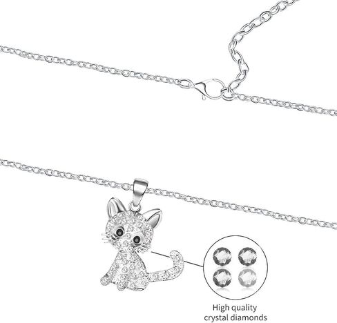 CANIPHA Cat Pendant Necklace for Girls Kids,Small Cute Kitty Rainbow Rhinestone Pendant Necklace Jewelry for Women Teen Girls 10-12,Crystal Choker Friendship Daughter Loved Gifts 18+2 inch Long Chain in Saudi Arabia