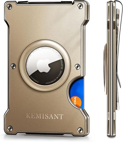 KEMISANT Men Airtag Wallet, Slim Wallet Front Pocket Money Clip for Gift Men Aluminum Card Holder RFID Blocking 15Cards in Kuwait