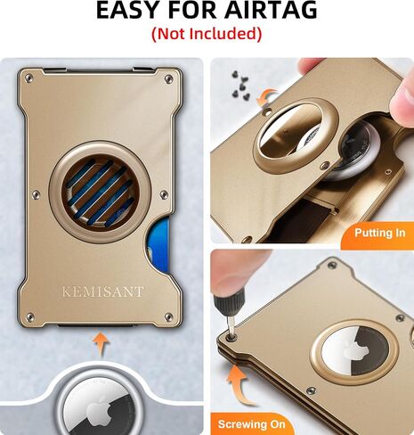 KEMISANT Men Airtag Wallet, Slim Wallet Front Pocket Money Clip for Gift Men Aluminum Card Holder RFID Blocking 15Cards in Kuwait