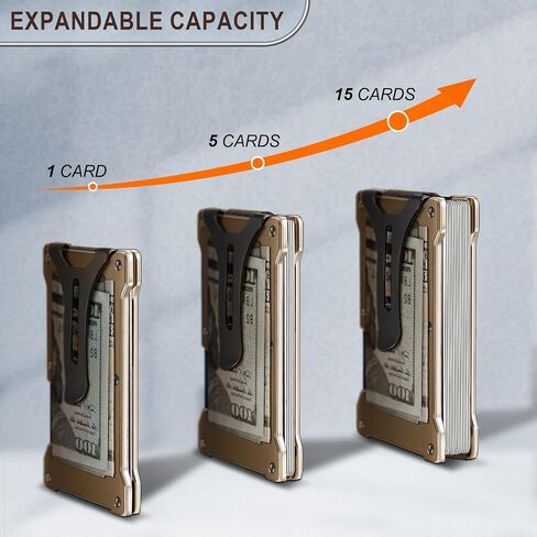 KEMISANT Men Airtag Wallet, Slim Wallet Front Pocket Money Clip for Gift Men Aluminum Card Holder RFID Blocking 15Cards in Kuwait