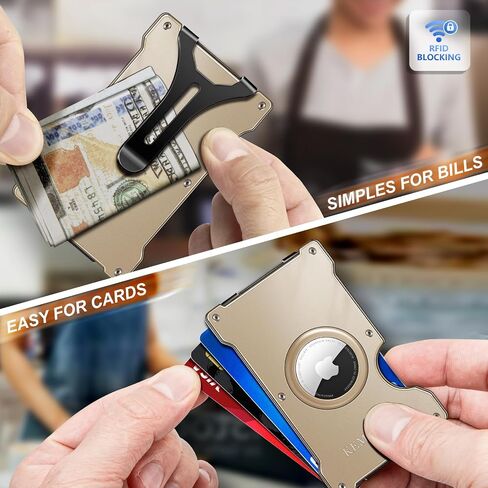 KEMISANT Men Airtag Wallet, Slim Wallet Front Pocket Money Clip for Gift Men Aluminum Card Holder RFID Blocking 15Cards in Kuwait