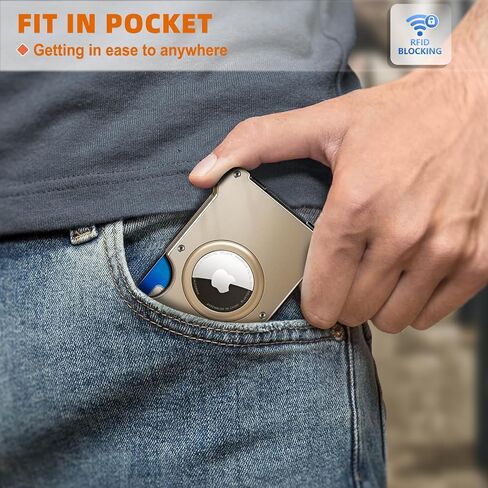 KEMISANT Men Airtag Wallet, Slim Wallet Front Pocket Money Clip for Gift Men Aluminum Card Holder RFID Blocking 15Cards in Kuwait