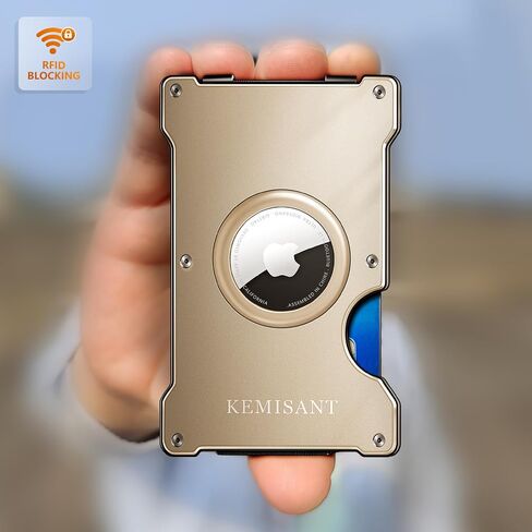 KEMISANT Men Airtag Wallet, Slim Wallet Front Pocket Money Clip for Gift Men Aluminum Card Holder RFID Blocking 15Cards in Kuwait