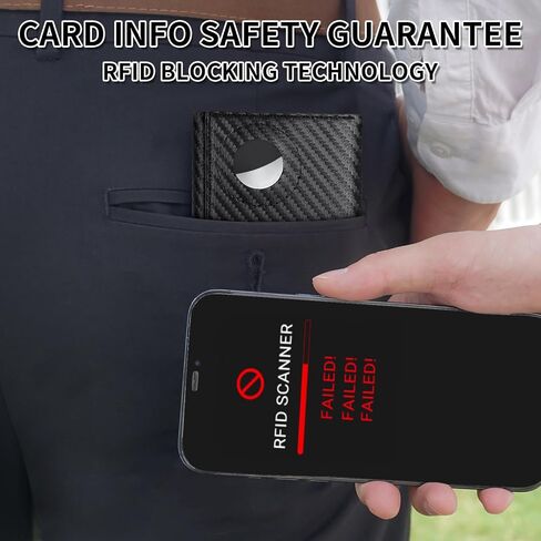محفظة Sigtrenx للرجال لـ Airtag، حامل محفظة جلدية ثلاثية الطي لعلامة الهواء، محفظة Rfid Blocking متوافقة مع Apple AirTag (أسود) in Kuwait