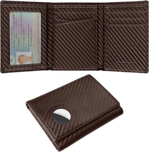 محفظة Sigtrenx للرجال لـ Airtag، حامل محفظة جلدية ثلاثية الطي لعلامة الهواء، محفظة Rfid Blocking متوافقة مع Apple AirTag (أسود) in Kuwait