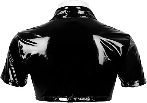 AIEOE Men’s Leather Metallic Shirts Shiny Slim Fit Stretch Top Wetlook Club Party Undershirts in Kuwait
