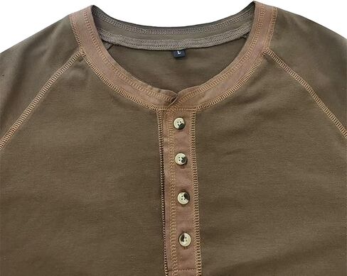 قمصان هينلي عصرية للرجال مصنوعة من القطن باكمام طويلة وتصميم كاجوال بازرار in Kuwait