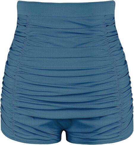 Mycoco Women's Super High Waist Swim Shorts Shirred Tummy Control Swimwear Tankini Bikini Bottoms in Kuwait