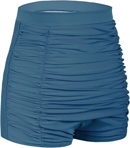 Mycoco Women's Super High Waist Swim Shorts Shirred Tummy Control Swimwear Tankini Bikini Bottoms in Kuwait