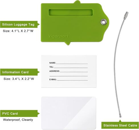 Vigorport 8 حزمة الأمتعة الأشرطة حقيبة العلامات مجموعة، السفر قابل للتعديل حقيبة حزام سيليكون الأمتعة العلامات مع اسم بطاقة الهوية رجل إمرأة السفر الملحقات in Kuwait