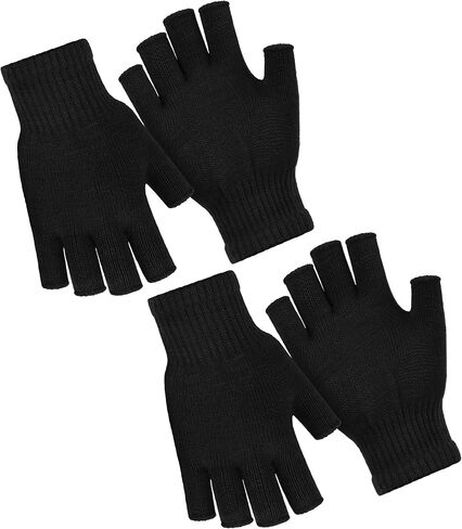 URATOT 2 Packs Winter Knitted Gloves Fingerless Gloves Warm Magic Half Finger Gloves for Men and Women in Kuwait