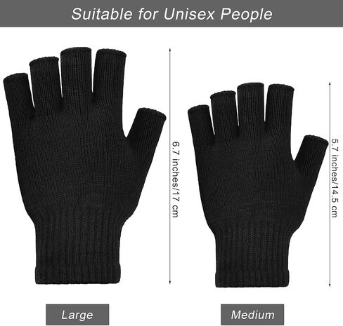 URATOT 2 Packs Winter Knitted Gloves Fingerless Gloves Warm Magic Half Finger Gloves for Men and Women in Kuwait
