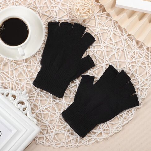 URATOT 2 Packs Winter Knitted Gloves Fingerless Gloves Warm Magic Half Finger Gloves for Men and Women in Kuwait