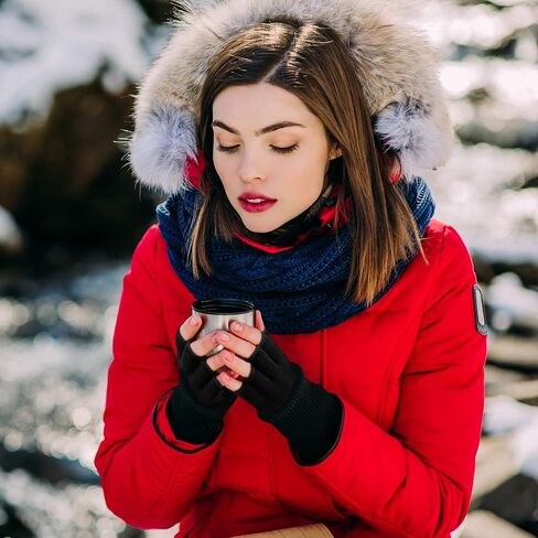 URATOT 2 Packs Winter Knitted Gloves Fingerless Gloves Warm Magic Half Finger Gloves for Men and Women in Kuwait