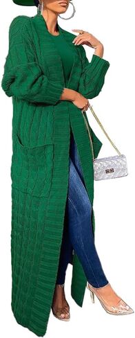 سترة نسائية من Mozgalz بأكمام طويلة ومفتوحة من الأمام سترة صوفية كاجوال منفضة ملابس خارجية مع جيوب in Kuwait