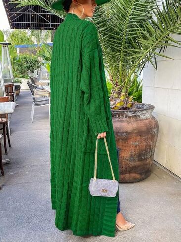 سترة نسائية من Mozgalz بأكمام طويلة ومفتوحة من الأمام سترة صوفية كاجوال منفضة ملابس خارجية مع جيوب in Kuwait