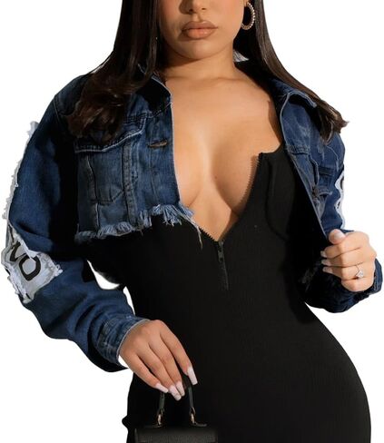 Aomice Women's Cropped Denim Jacket Jean Coat Tops in Kuwait