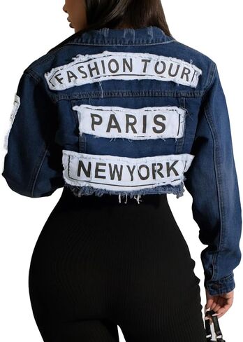 Aomice Women's Cropped Denim Jacket Jean Coat Tops in Kuwait